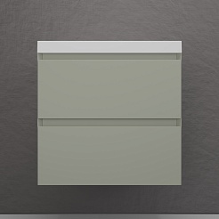 Style Line Тумба с раковиной Манхэттен 60 Plus подвесная эмаль олива матовая – фотография-2